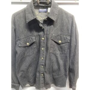 Oakbrook Mens Black Denim Western Shirt Studded Embroidered Back Small S